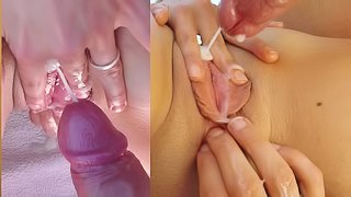 Mega Huge Cumshot SloMo Cum On Her Dripping Wet Pussy 2 Perspectives