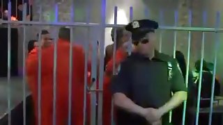 Stunning chicks get banged in jail party